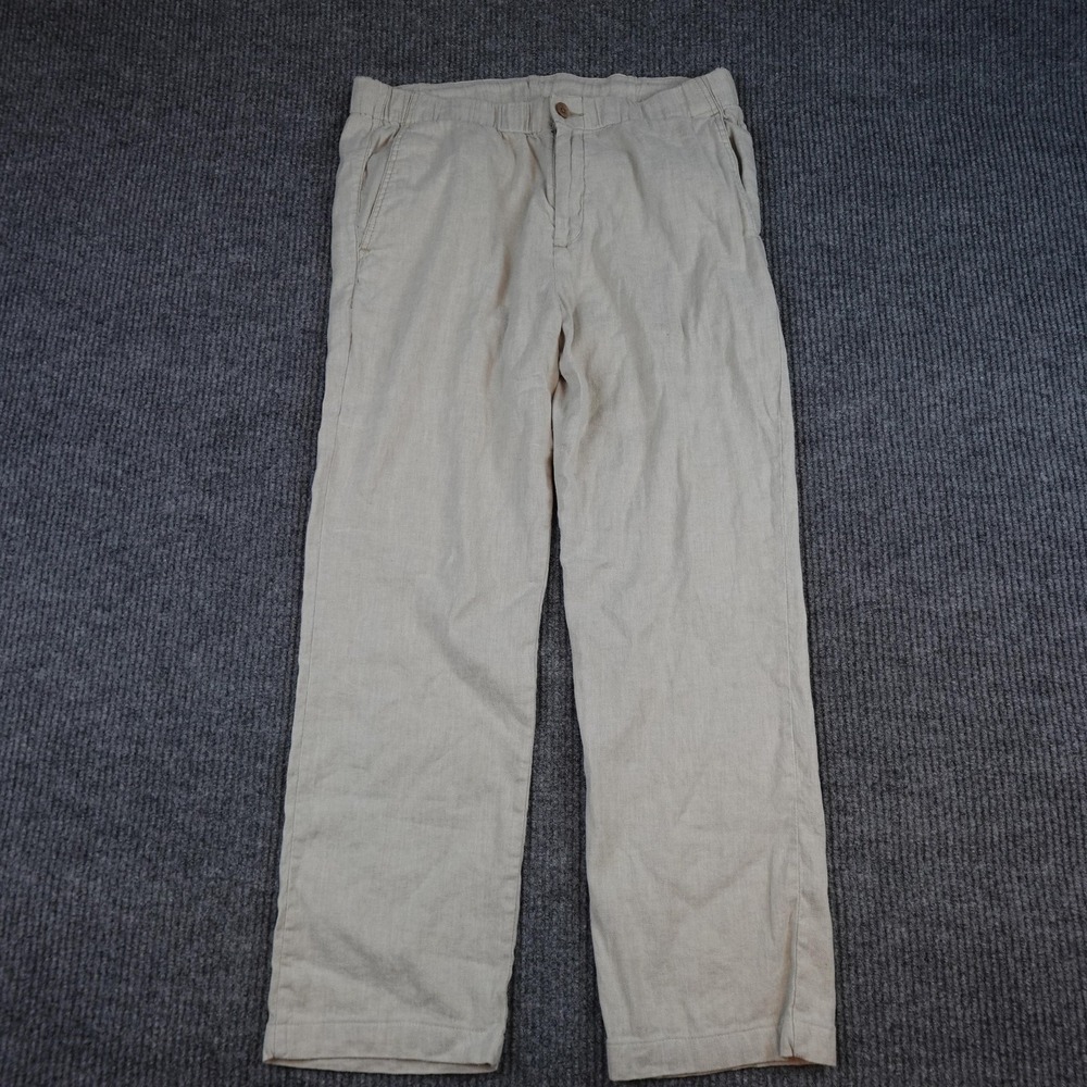 Tommy Bahama Mens Large 34x30 Beige Linen Blend Relaxed Fit Chino Pants